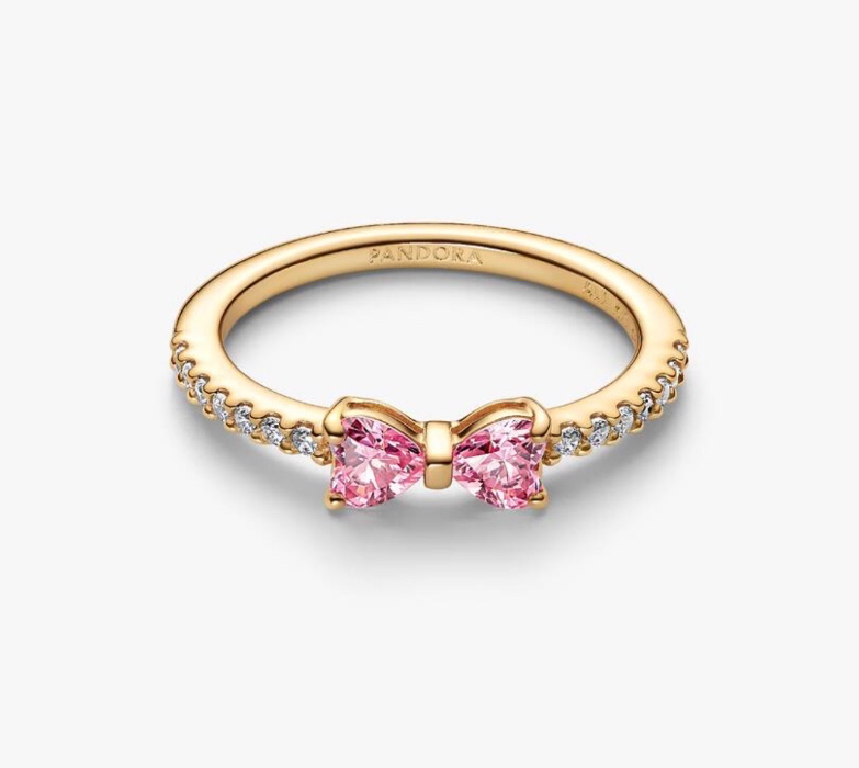 Sparkling Pink Bow Gold Ring Hello Kitty 🎀