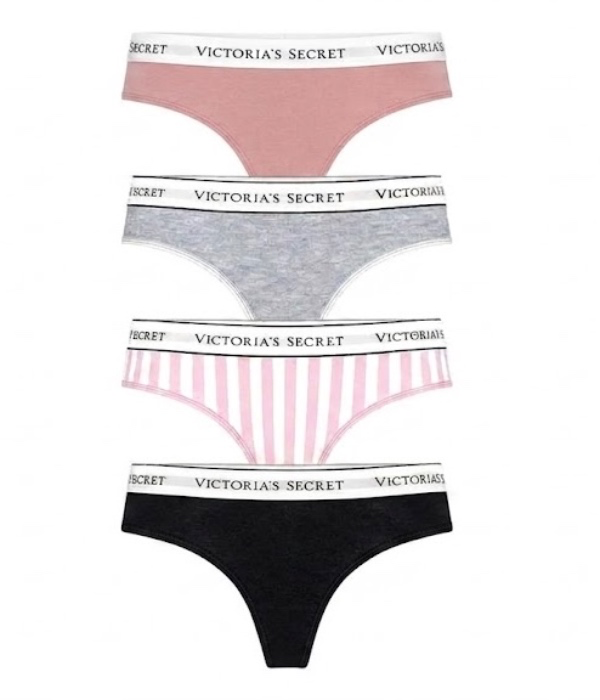 Panties Thong 4-Pack Logo Cotton
