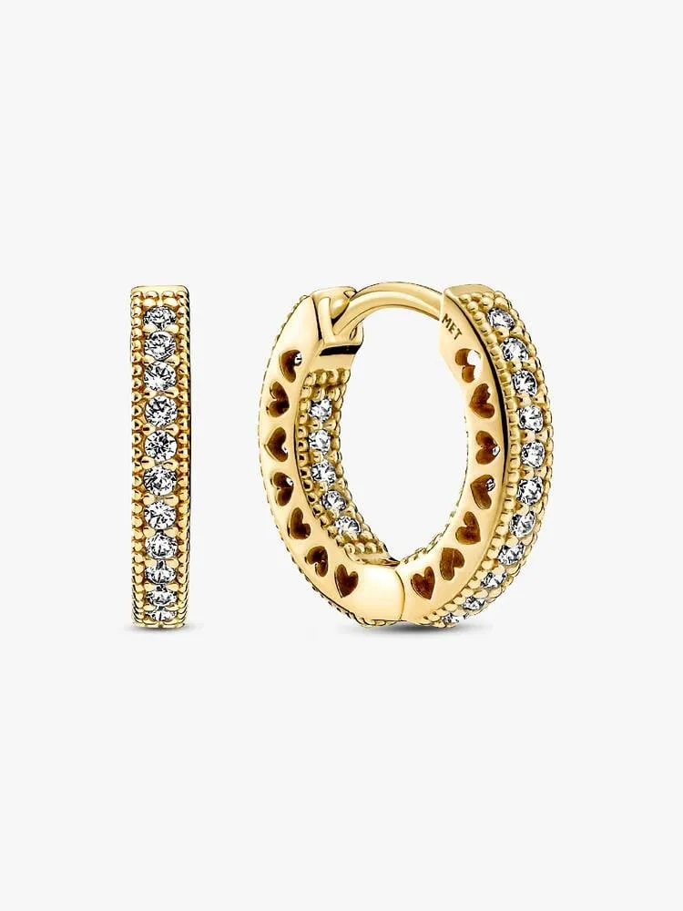 Pavé Heart Hoop Earrings