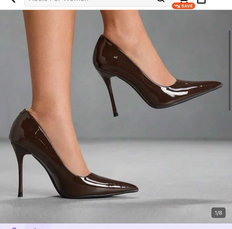 Brown shiny heels 