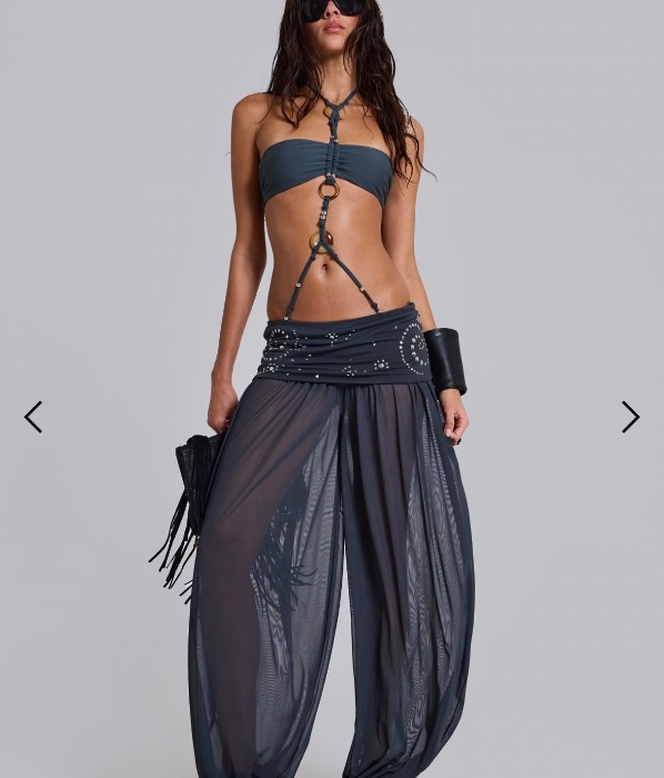 Pelagia Foldover Studded Balloon Trousers