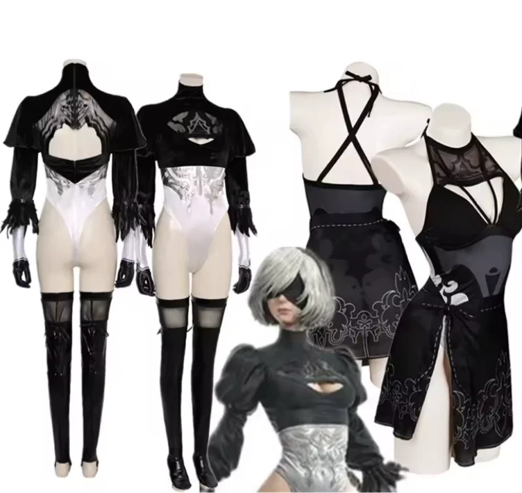 Game NieR Automata 2B Type B Cosplay Costume for Women, Sexy Jumpsuit Fancy Dress, Halloween Outfit, Carnival Disguise Suit