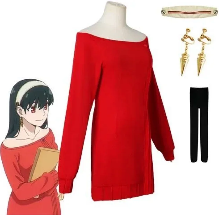 Anime Spy×family Yor Forger Red Daily Dress Uniform Outfit Cosplay