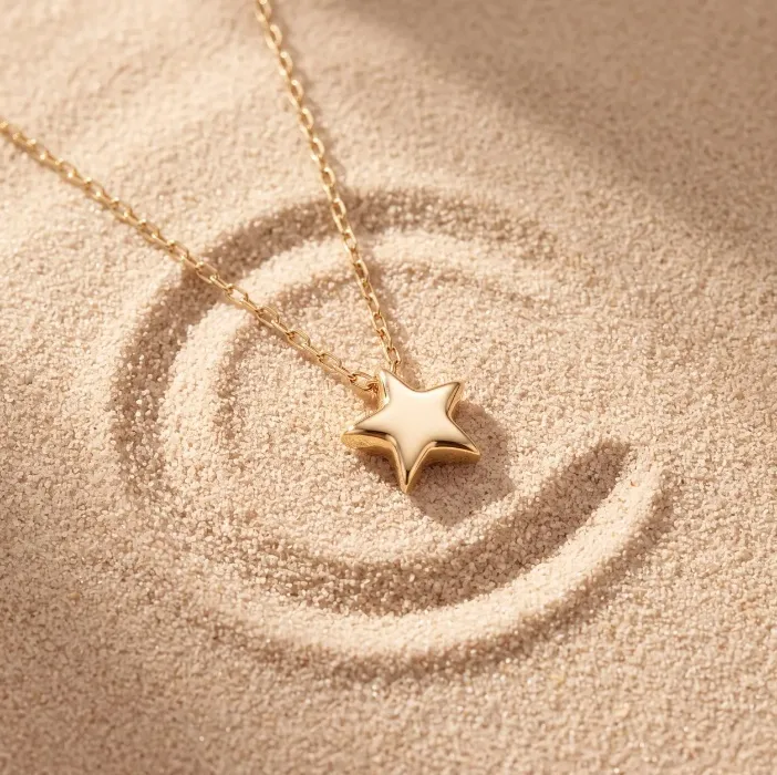 14k Gold Star Necklace - Etsy