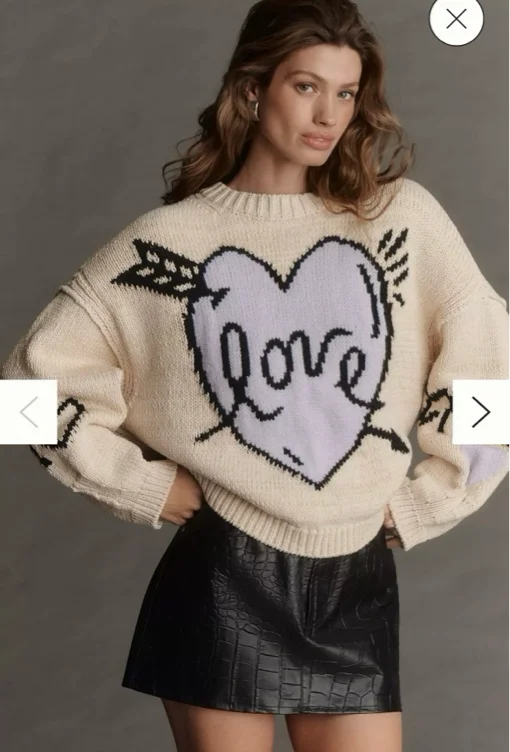 Maeve Lovestruck Long-Sleeve Crew-Neck Sweater