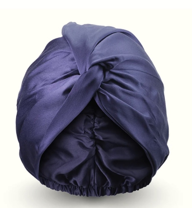 100% pure mulberry silk turban | Midnight blue