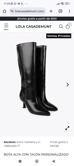 Bota alta con tacón personalizado Lola Casademunt 