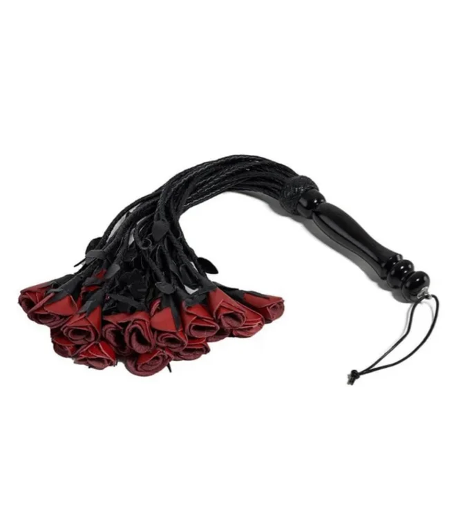 Leather Impact Flogger - Roses Red