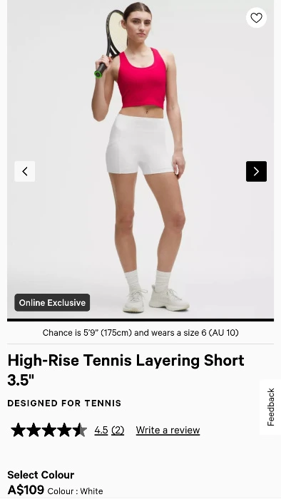 LULULEMON TENNIS SHORT