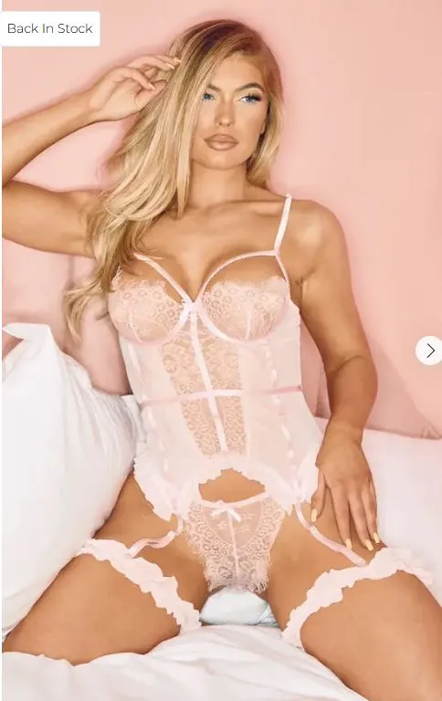 Eyelash Lace Frill Detail Longline Corset Lingerie