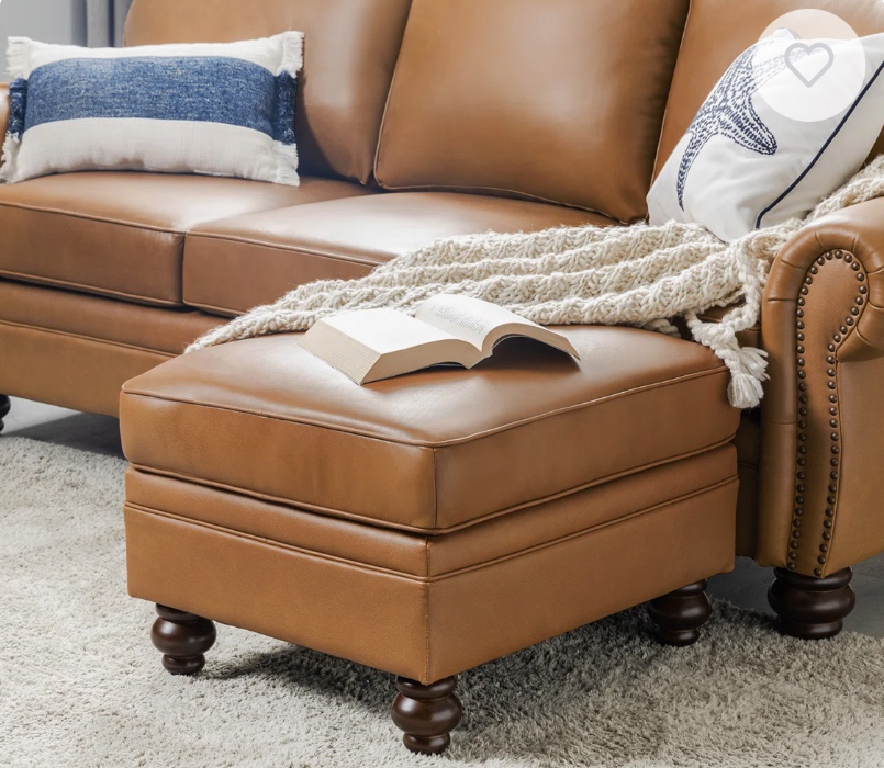 Brown Leather Ottoman