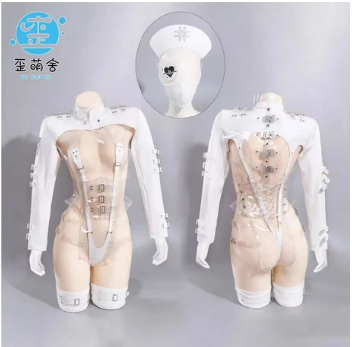 Chainsaw Man Makima White Bondage Vinyl Nurse Microkini Cosplay