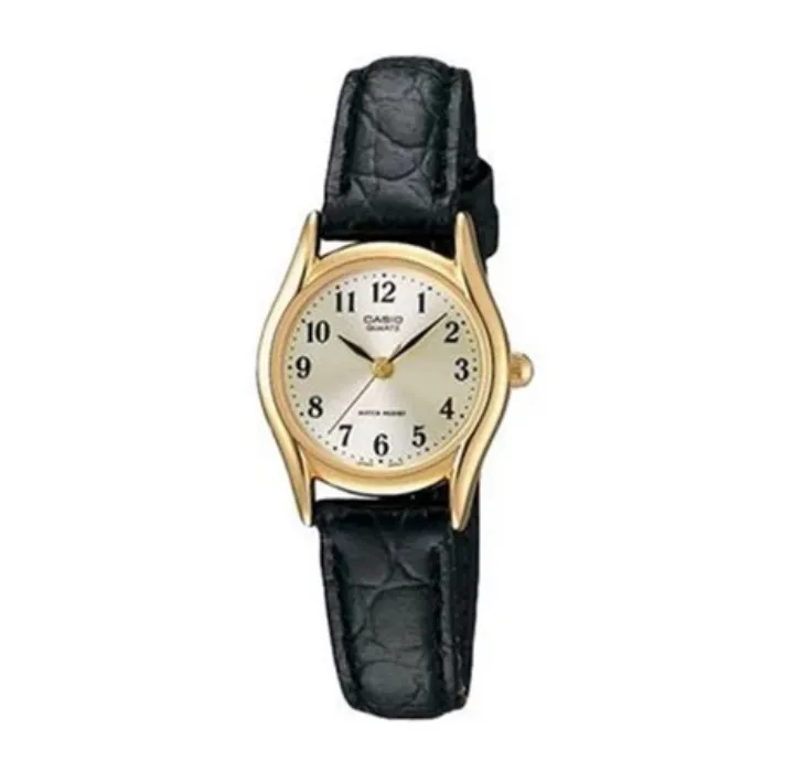 Casio (LTP-1094Q-7B2RDF) Black Leather Strap Quartz Watch for Women