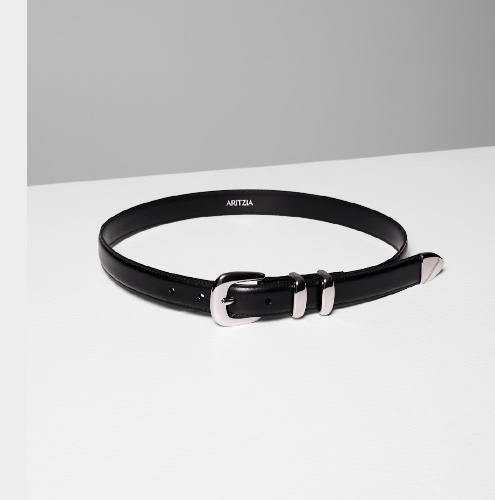 Aritzia Legendary Leather Belt (Black/Silver)