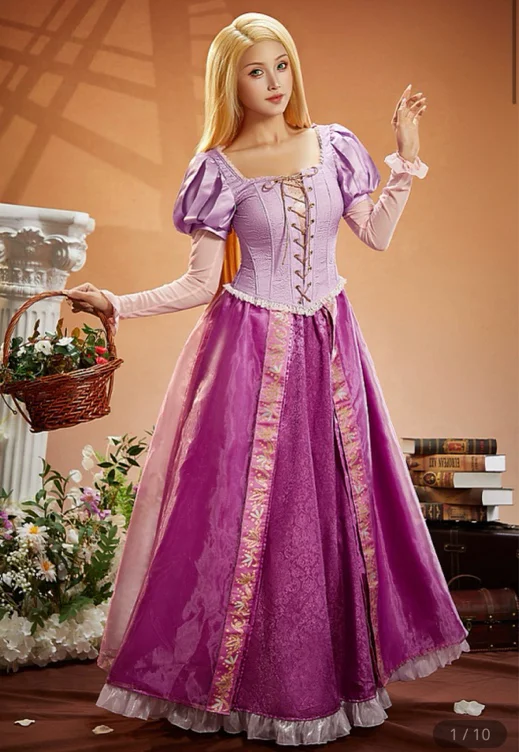 Animated Ver The Long Hair Princess Long Hair Princess Cosplay Costume Dress and Short-sleeve Jacket