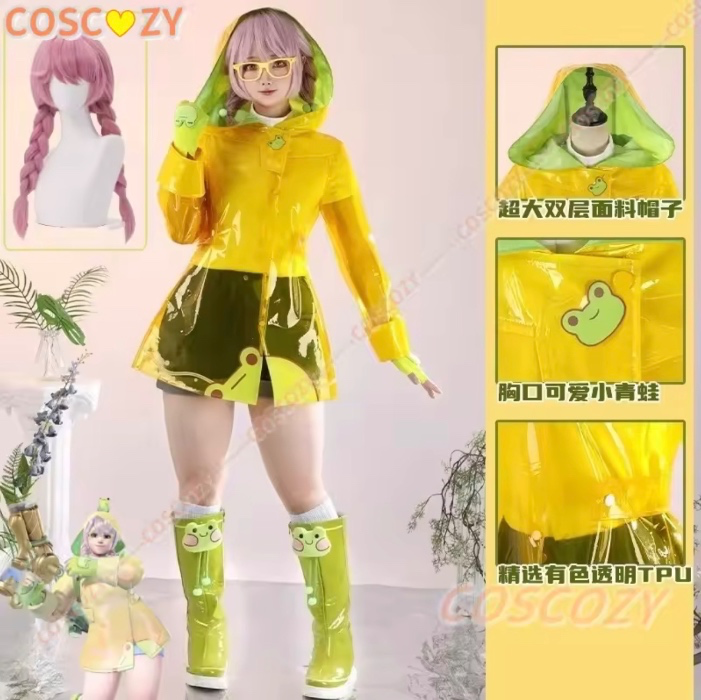 Mei OW Frog skin FULL cosplay outfit + wig + shoes