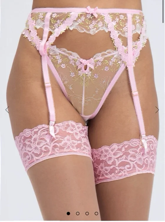 Pink suspender belt and stockings 