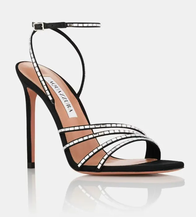 Aquazzura Mistica 105 embellished satin sandals