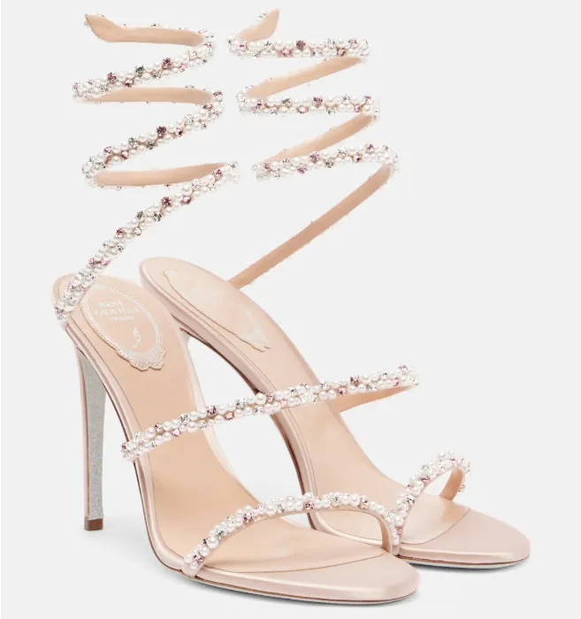 Rene Caovilla Cleo 105 embellished satin sandals