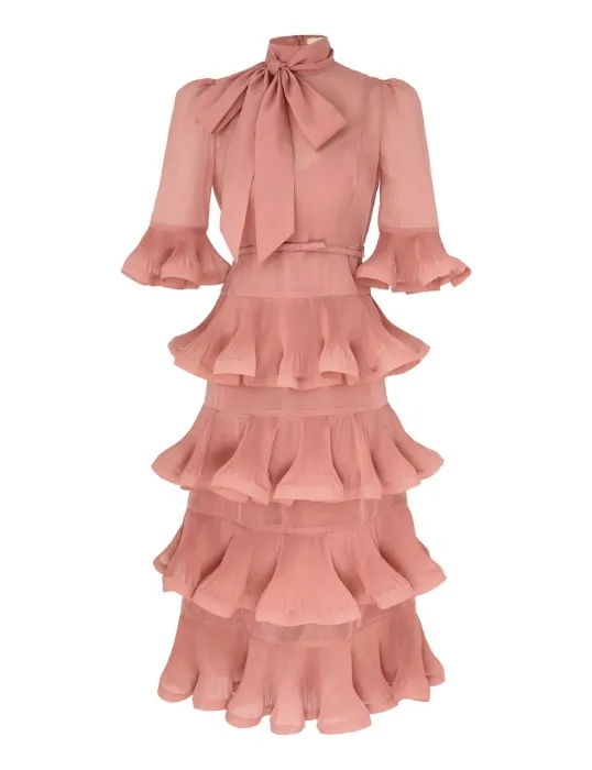 Zimmermann Pleated Sleeved Midi Dress Size 0