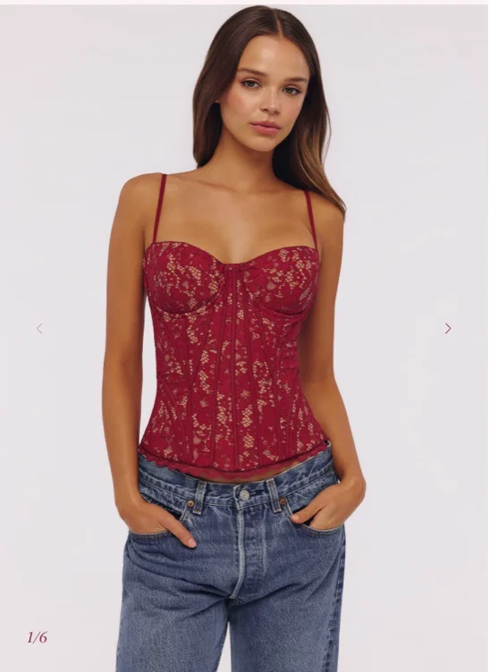 Wine lace corset top 
