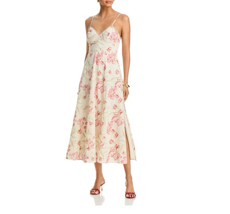 Aqua floral midi dress