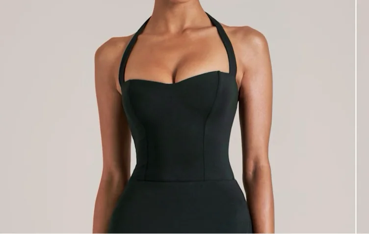 Vita longline halter neck top black (oh Polly)