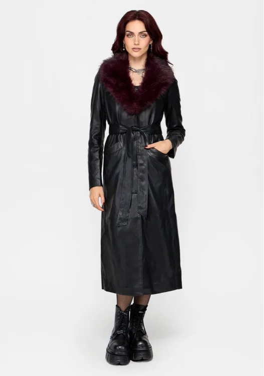 DISTURBIA Effina Fur Collar Longline Coat | US 6
