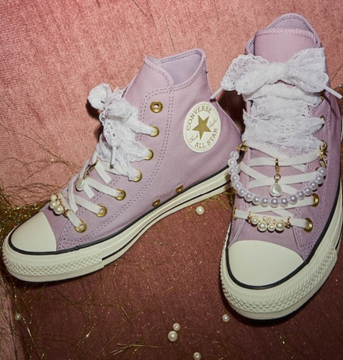 Converse High-Top Dressed Up Pearls & Lace - Frozen Thistle