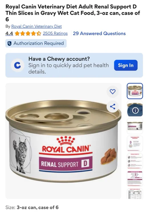 Royal Canin Veterinary Diet Adult Renal Support D Thin Slices in Gravy Wet Cat Food